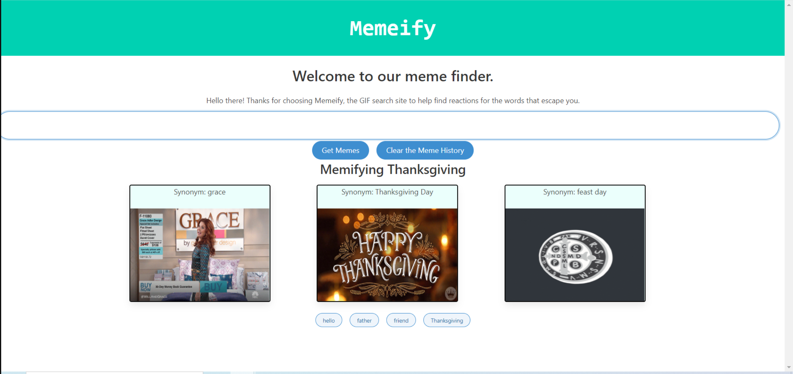 Screenshot of Memeify website